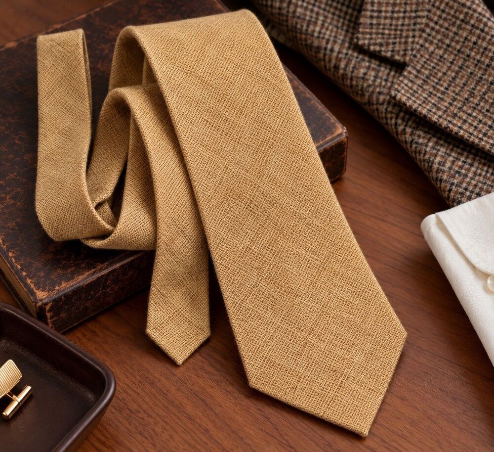 Bullock & Jones 100% Cashmere Tie Camel Tan Hand Made in Italy 58.5" Luxury